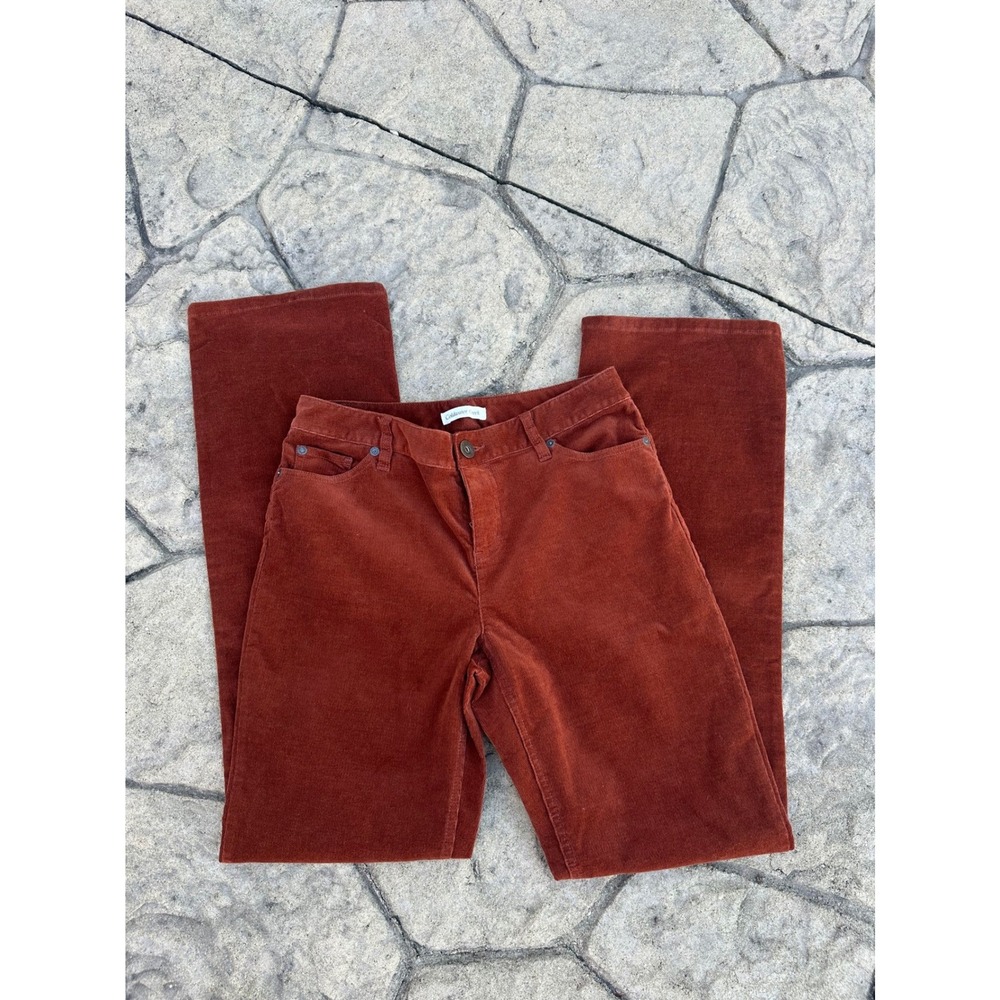 Coldwater Creek Rust Orange Corduroy Straight Leg Pants Women Size 6